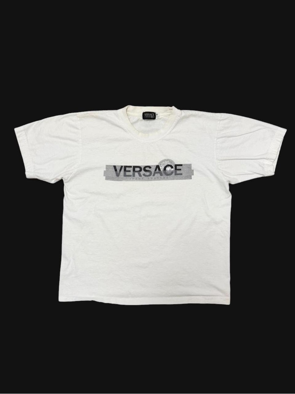 Vintage Versace Jeans White Logo T-Shirt Medusa Y2K Designer Tee